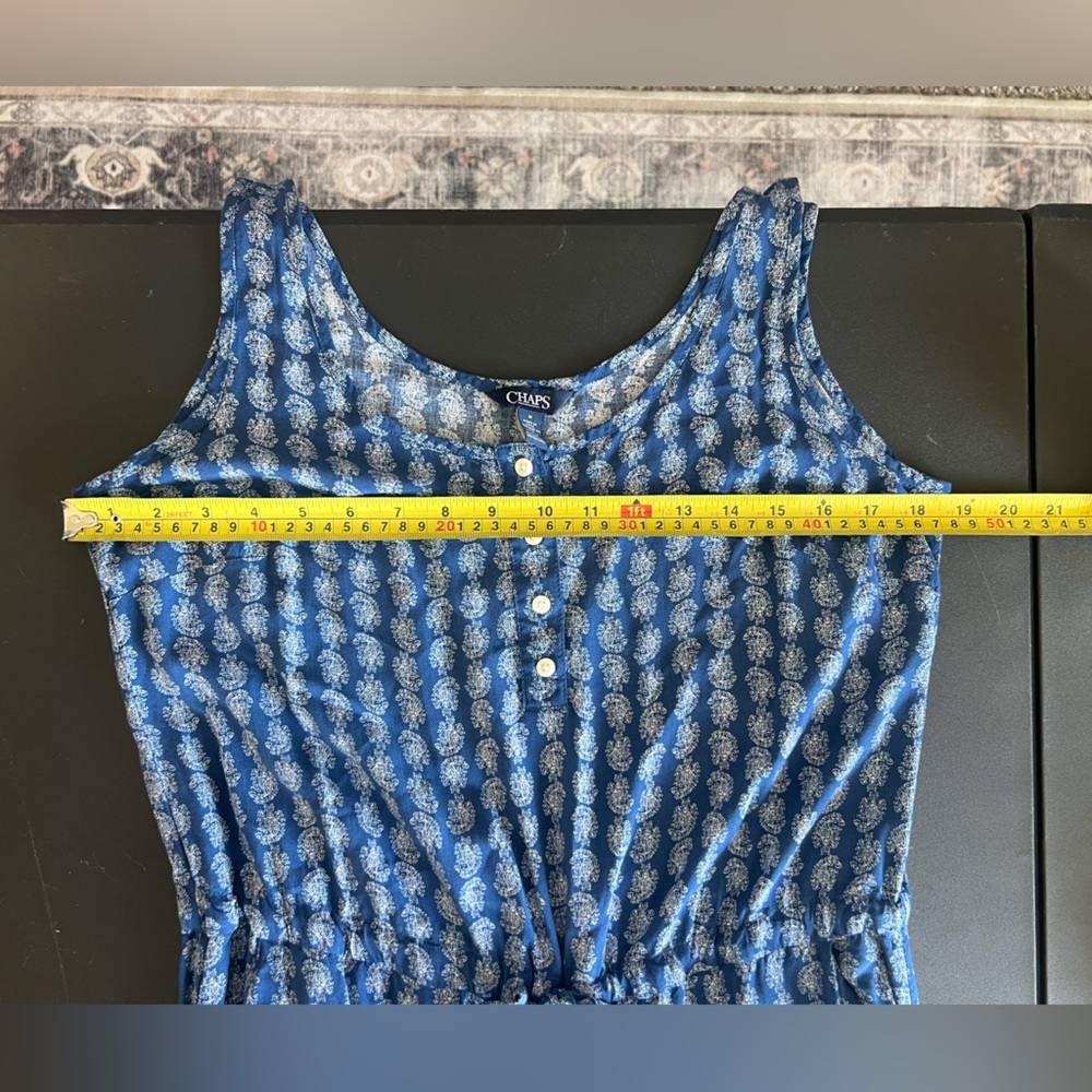 Chaps by Ralph Lauren Blue Summer Sleeveless Jumpsuit Size M Pockets - Picture 7 of 9